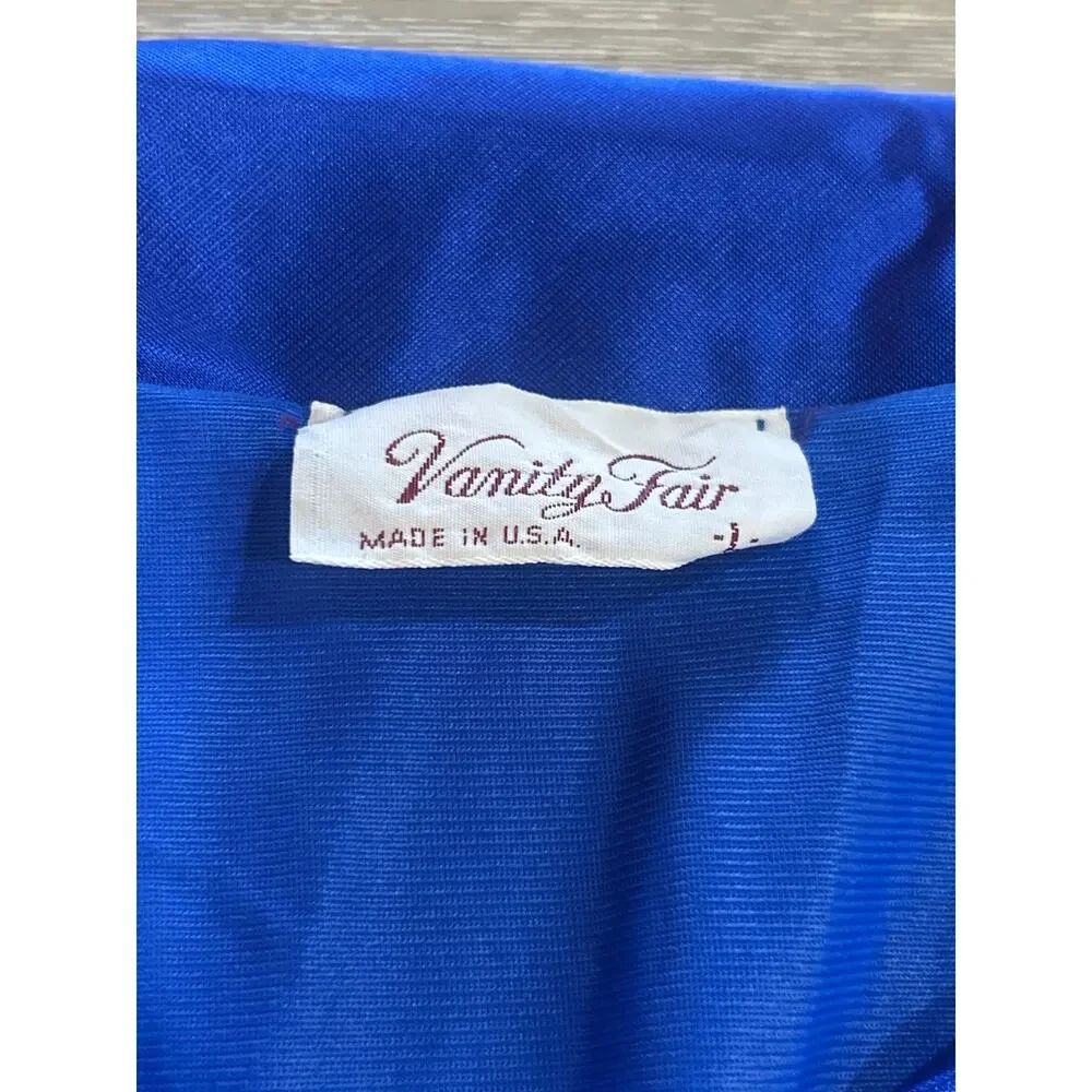 Vintage 70s Vanity Fair Royal Blue Silky Pajama Set L
